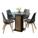 Ver imagem 1 de Conjunto Sala de Jantar Denali Mesa Tampo de Vidro 4 Cadeiras Preto/rustic/preto Madesa