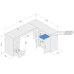 Mesa para Computador Espanha Castanho Politorno - 5