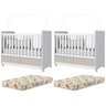 Kit 02 Berços Gemeos Mini Cama Aquarela I16 com Colchões Cristal Branco Henn - 1