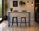 Ver imagem 2 de Mesa Jantar Aparador Bancada Alta Industrial 190x80cm Tampo Natural Pés Azul