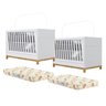 Kit 02 Berços Gemeos 100% MDF Alegria I21 com Colchões Branco Hp Henn - 1