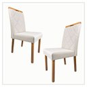 Ver imagem 1 de Kit 02 Cadeiras Estofadas de Mesa de Jantar, Tulipa - Madeira Maciça - Costura Pantográfica - Base F