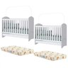 Kit Gemeos 02 Berços Mini Cama Bala de Menta Com Colchões Branco Henn - 1