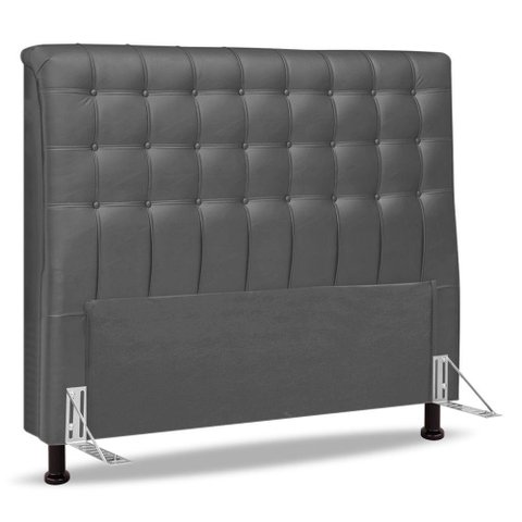 Cabeceira Cama Box Casal Ciara 140cm Botonê com Frame Suede Cinza