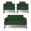 Ver imagem 1 de Sofá Namoradeira com 2 Poltronas Base Industrial Alta Preto Marisa Veludo Verde D03 - D\'rossi