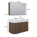 Ver imagem 4 de Conjunto Gabinete para Banheiro Emma 2 Portas MDF 15mm 100cm Amadeirado Venturi com Espelheira