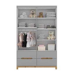 Guarda-Roupa Infantil 4 Portas 100% MDF Alegria I116 Cinza Henn - 3