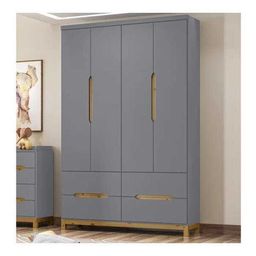 Guarda-Roupa Infantil 4 Portas 100% MDF Alegria I116 Cinza Henn - 1