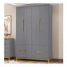 Guarda-Roupa Infantil 4 Portas 100% MDF Alegria I116 Cinza Henn - 1