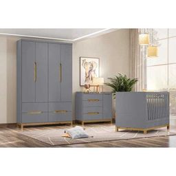 Guarda-Roupa Infantil 4 Portas 100% MDF Alegria I116 Cinza Henn - 7