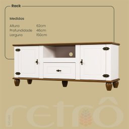 Cristaleira Adega 2p 1g + Rack + Cristaleira 4 P Retrô Off White/ Nogueira - 7