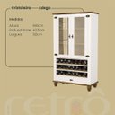 Ver imagem 5 de Cristaleira Adega 2p 1g + Rack + Cristaleira 4 P Retrô Off White/ Nogueira