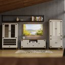 Ver imagem 2 de Cristaleira Adega 2p 1g + Rack + Cristaleira 4 P Retrô Off White/ Nogueira
