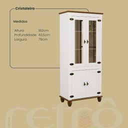 Cristaleira Adega 2p 1g + Rack + Cristaleira 4 P Retrô Off White/ Nogueira - 6