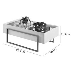Estante Home Toti com Mesa de Centro Suri Tronco Ripado Creme Dj Moveis - 5