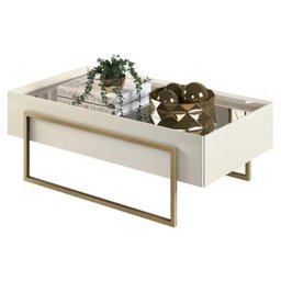 Estante Home Toti com Mesa de Centro Suri Tronco Ripado Creme Dj Moveis - 4
