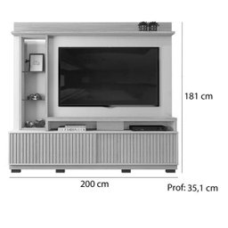 Estante Home Toti com Mesa de Centro Suri Tronco Ripado Creme Dj Moveis - 3