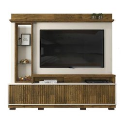 Estante Home Toti com Mesa de Centro Suri Tronco Ripado Creme Dj Moveis - 2