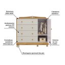Ver imagem 4 de Cômoda de Bebê 1 Porta 4 Gavetas 120cm 100% MDF Maya Clássico Espresso Móveis Bege/Off White/Amêndoa