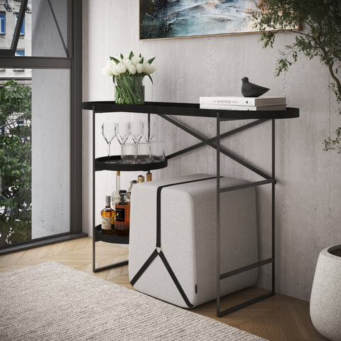 Aparador Buffet Sala Cantinho Café Couro Pés Ferro Adega Bar