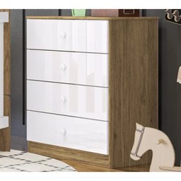 Cômoda Infantil 4 Gavetas Labirinto I714 Rustico Branco Henn - 2