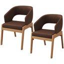 Ver imagem 1 de Kit 02 Cadeiras de Jantar e Estar Living Estofada Lince L02 Couríssimo Marrom - Lyam Decor