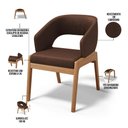 Ver imagem 3 de Kit 02 Cadeiras de Jantar e Estar Living Estofada Lince L02 Couríssimo Marrom - Lyam Decor