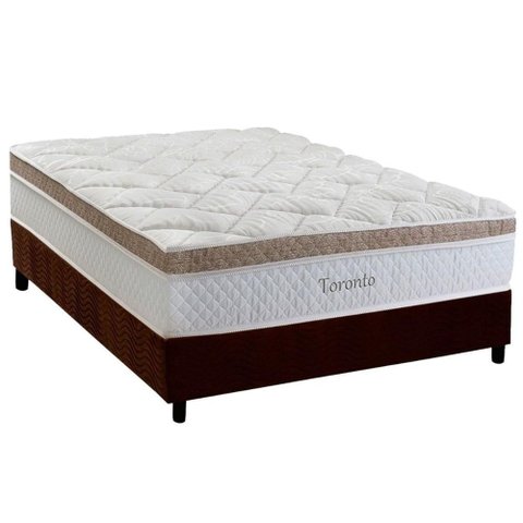 Cama Box Casal: Colchão Molas Masterpocket Ensacadas Herval Toronto + Base Crc Suede Brown (138x188