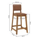 Ver imagem 2 de Banqueta Paris Madeira Maciça Assento C/ 68cm Altura - Amêndoa - Assento Estof. Corano Marrom Mescla