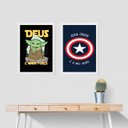 Ver imagem 2 de Kit 2 Quadros Quarto Jovem Cristão 45x34cm - com Vidro:madeira Preta