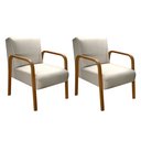 Ver imagem 1 de Kit 02 Poltronas Anita Cadeira Decorativa Recepção Escritório Quarto Sala - Linho Bege