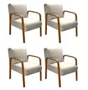 Ver imagem 1 de Kit 04 Poltronas Cadeiras Decorativas Anita Para Sala Mesa De Jantar Quarto Recepção - Linho Bege