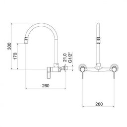 Misturador para Cozinha Parede 3003 Atria Meber Metais - 3