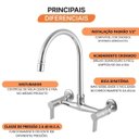 Ver imagem 5 de Misturador para Cozinha Parede 3003 Atria Meber Metais Cromado