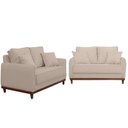 Ver imagem 1 de Kit Sofa Sena 2 e 3 Lugares Base de Madeira para Sala Hotel Linho Palha