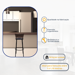 Banqueta para Cozinha Banco Alto Junco Argila Balcão Ilha Bancada Bares Piscina Área Gourmet - 3