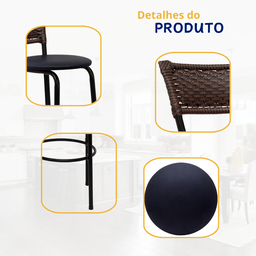 Banqueta para Cozinha Banco Alto Junco Argila Balcão Ilha Bancada Bares Piscina Área Gourmet - 4