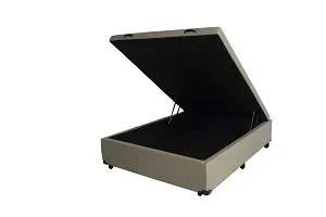 Cama Box Baú Viúvão Blindado Suede Bege Com 128Cm de Largura