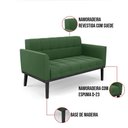 Ver mais imagens de Sofá Namoradeira e 2 Poltronas Base de Madeira Preto Elisa Suede D03 - D'Rossi Cor Verde