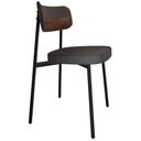 Ver imagem 1 de Cadeira Estofada para Sala de Jantar Astrid Preto C01 Linho Preto Courino Whisky - Lyam Decor
