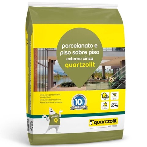 Argamassa Cimentcola Cinza para Porcelanato e Piso Externo 20 Kilos - 0100.0001.0020pa/pl - Quartzol