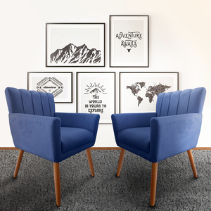 Kit 3 Poltrona Cecília para Sala Conforto e Estilo Azul
