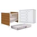 Ver imagem 1 de Kit Berço Nacional Mel Savana MDF Colchão Gazin Incluso Branco e Cômoda Infantil HP Móveis Henn