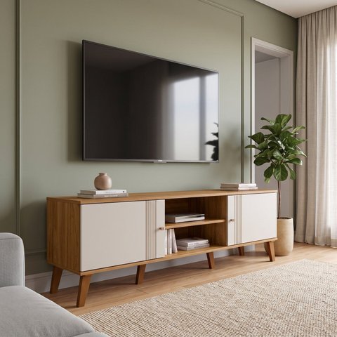 Rack para TV até 75 Polegadas 2 Portas 180cm com Portas