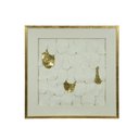 Ver imagem 1 de Quadro Decorativo Plástico Branco Dourado 80x80x3,5cm