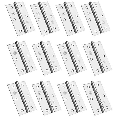 Kit 12 Dobradiças Silvana em Aço Zincado para Portas e Janelas 3.1/2"