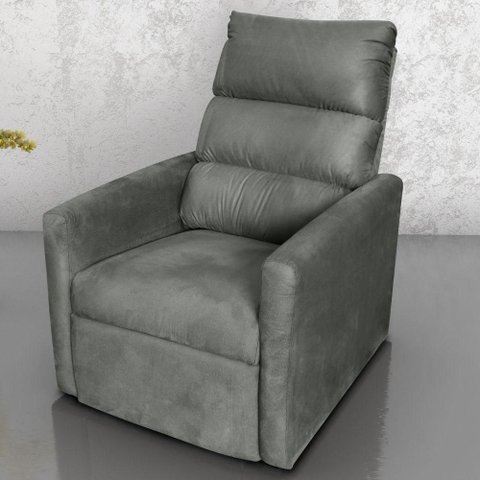 Poltrona Reclinável Mabel Suede Conforto Espuma D23 Encosto Fibra Siliconada Cinza Matrix
