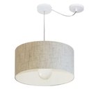 Ver imagem 1 de Lustre Pendente Cilíndrico com Desvio Md-4228 Cúpula em Tecido 45x25cm Rustico Bege - Bivolt