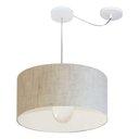 Ver imagem 3 de Lustre Pendente Cilíndrico com Desvio Md-4228 Cúpula em Tecido 45x25cm Rustico Bege - Bivolt