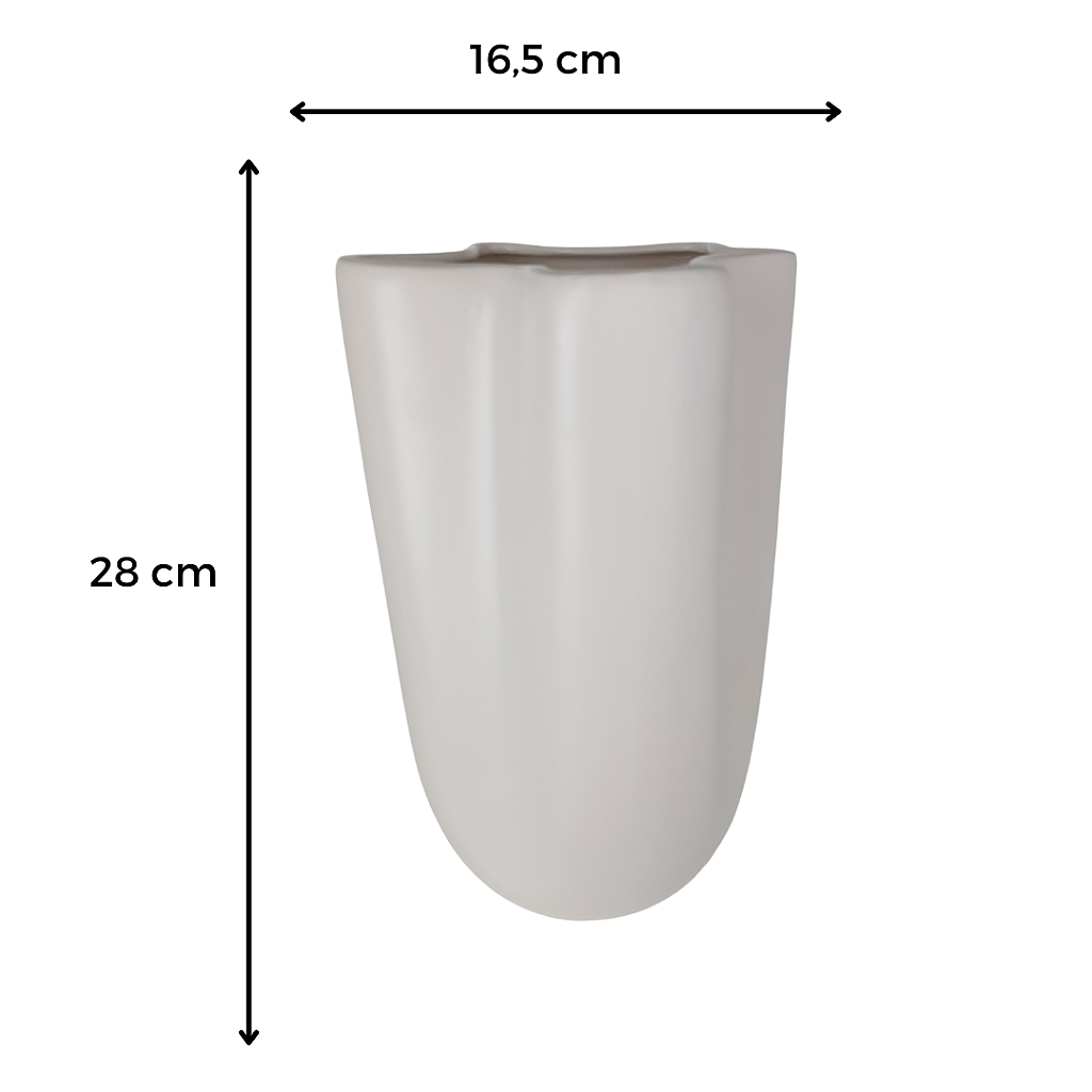 Vaso de Cerâmica Ravena Palha Fosco Dupla 28 Cm e 23,5 Cm - 2